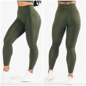 Alphalete Alphalux Force Leggings Small Army Green High Rise Side Pocket